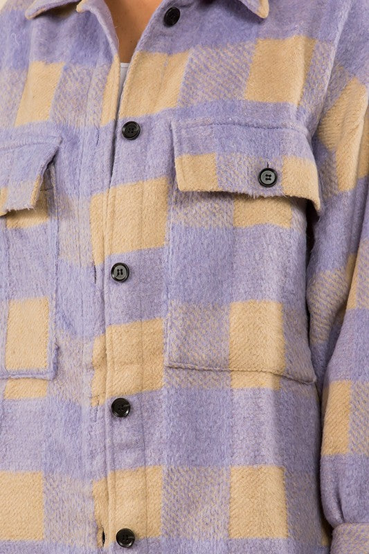 PLAID LOOSE SHIRT JACKET (Tops)