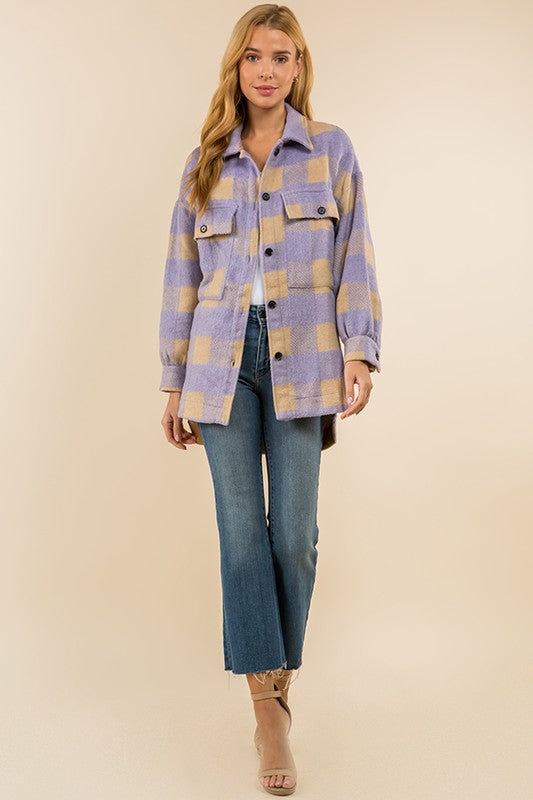 PLAID LOOSE SHIRT JACKET (Tops)