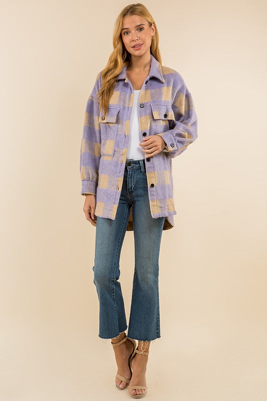 PLAID LOOSE SHIRT JACKET (Tops)