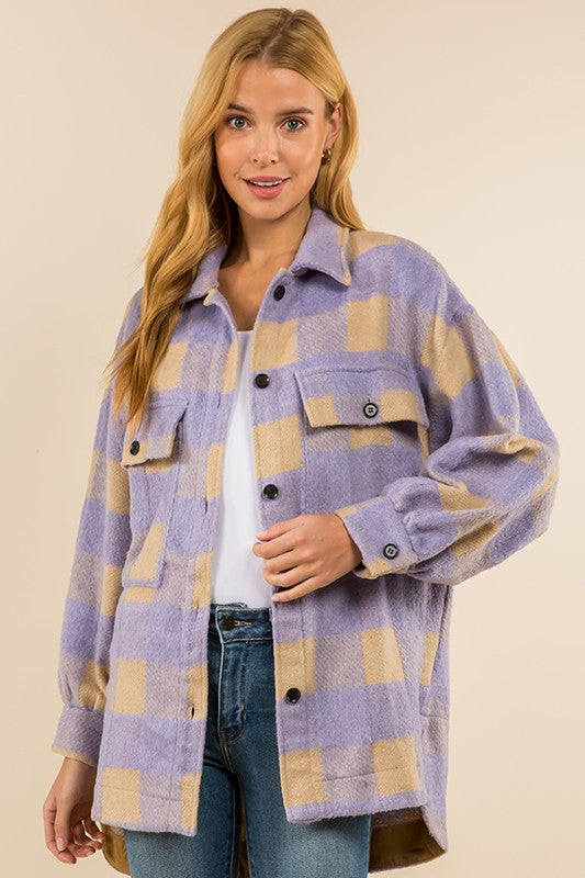 PLAID LOOSE SHIRT JACKET (Tops)