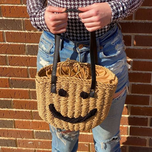 All Happy Vibes Bucket Straw Shoulder Bag
